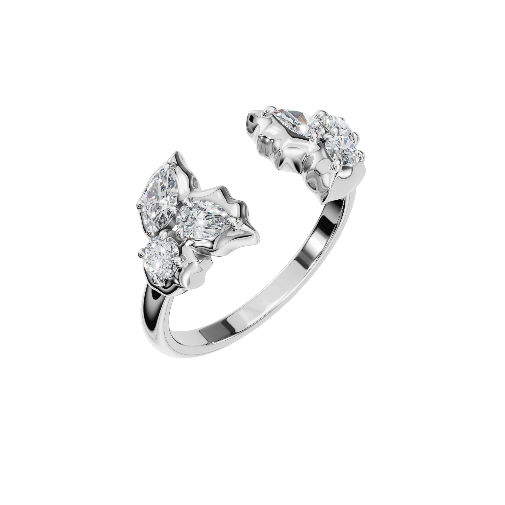 3 STONE OPEN RING
