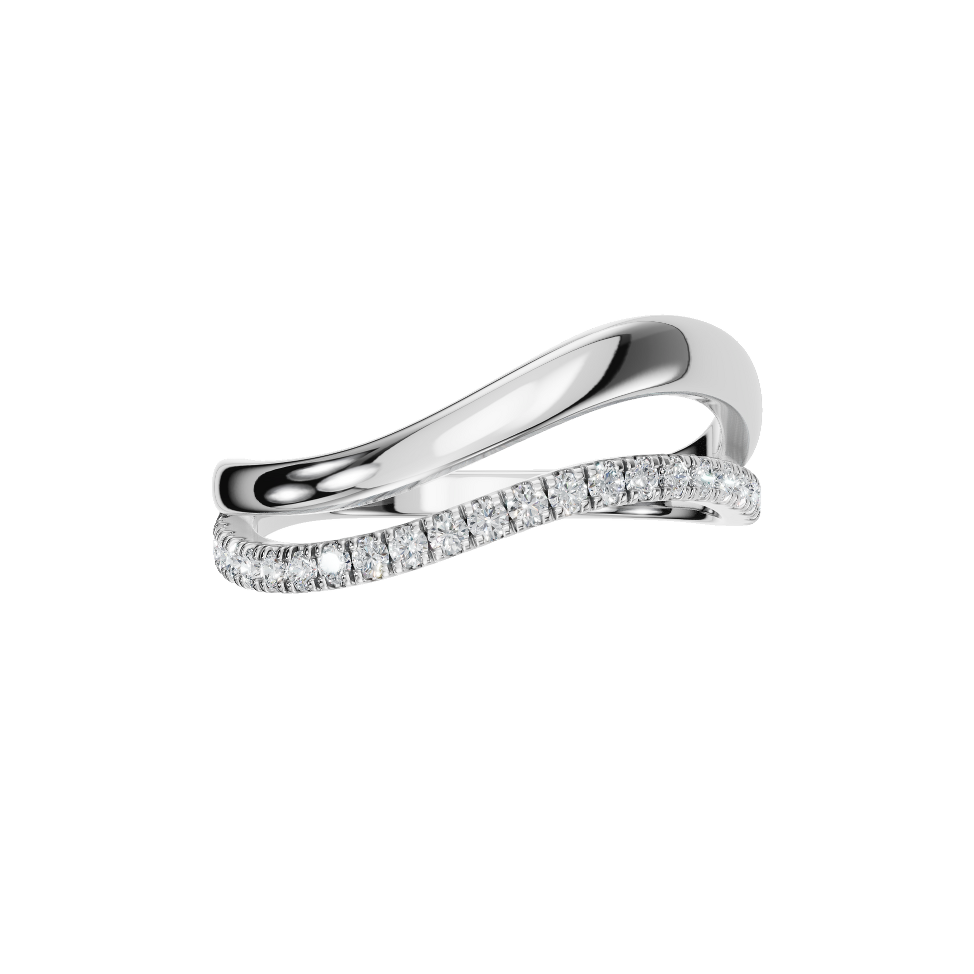 ROUND WAVE PAVE WEDDING BAND - M&D Signature Jewels