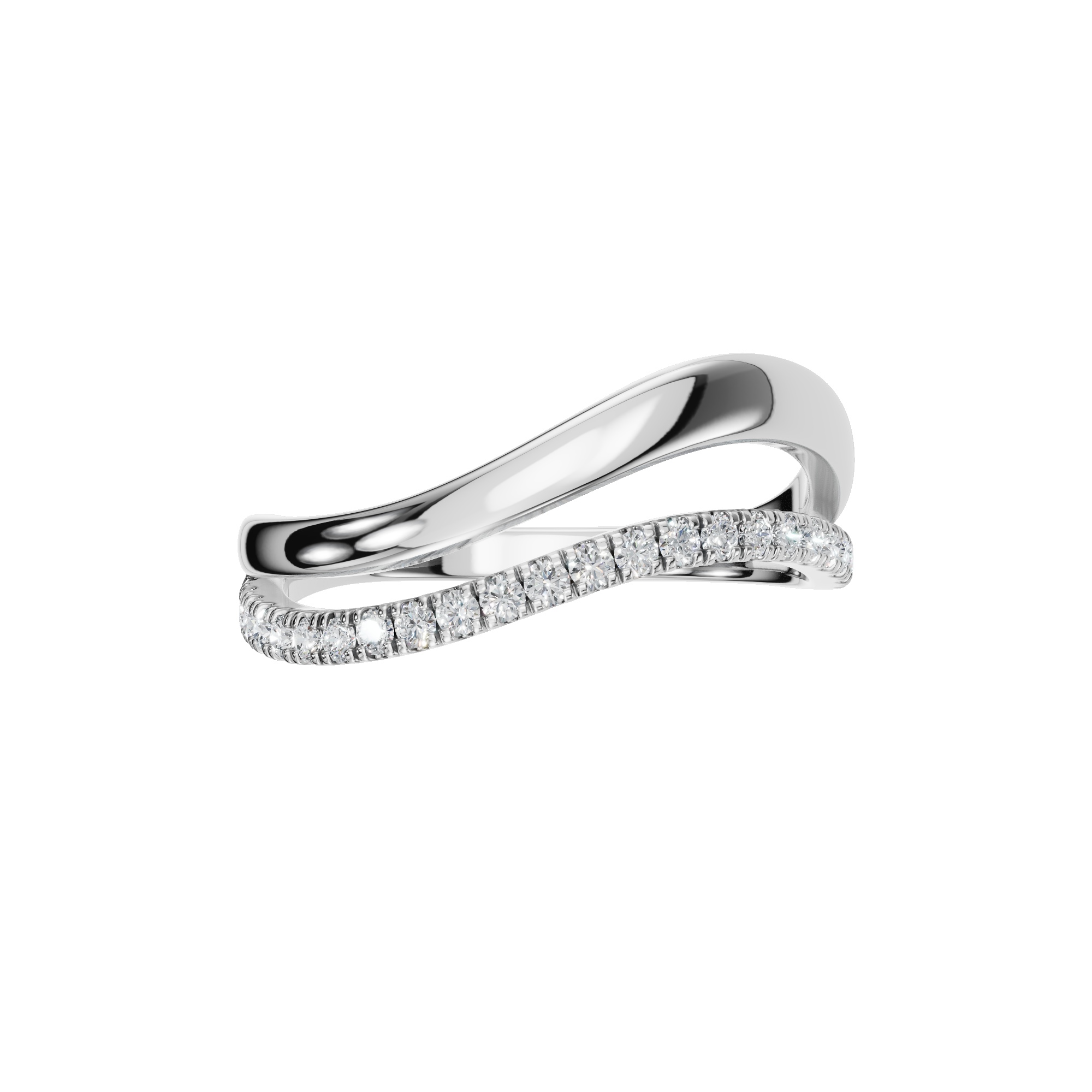 ROUND WAVE PAVE WEDDING BAND