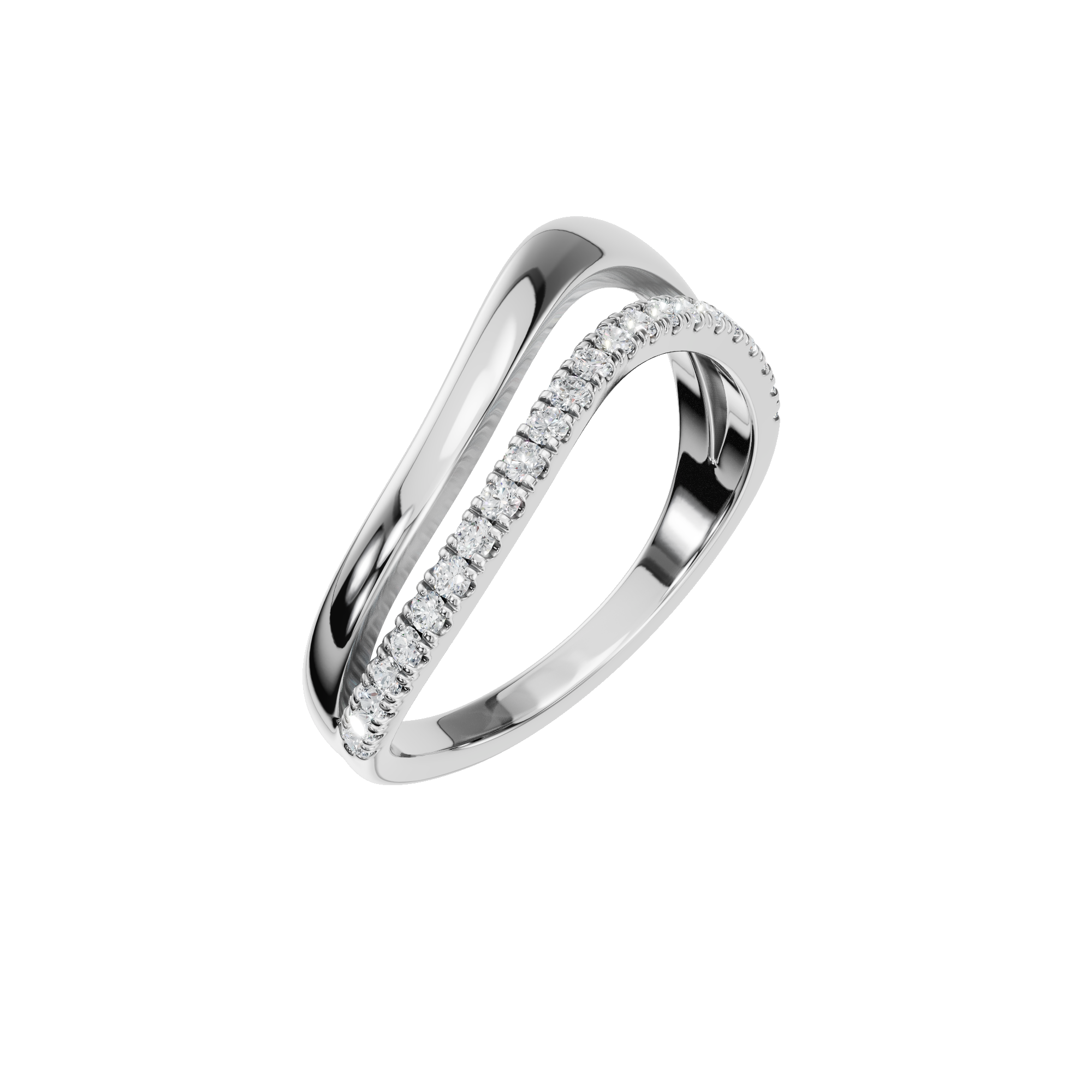 ROUND WAVE PAVE WEDDING BAND