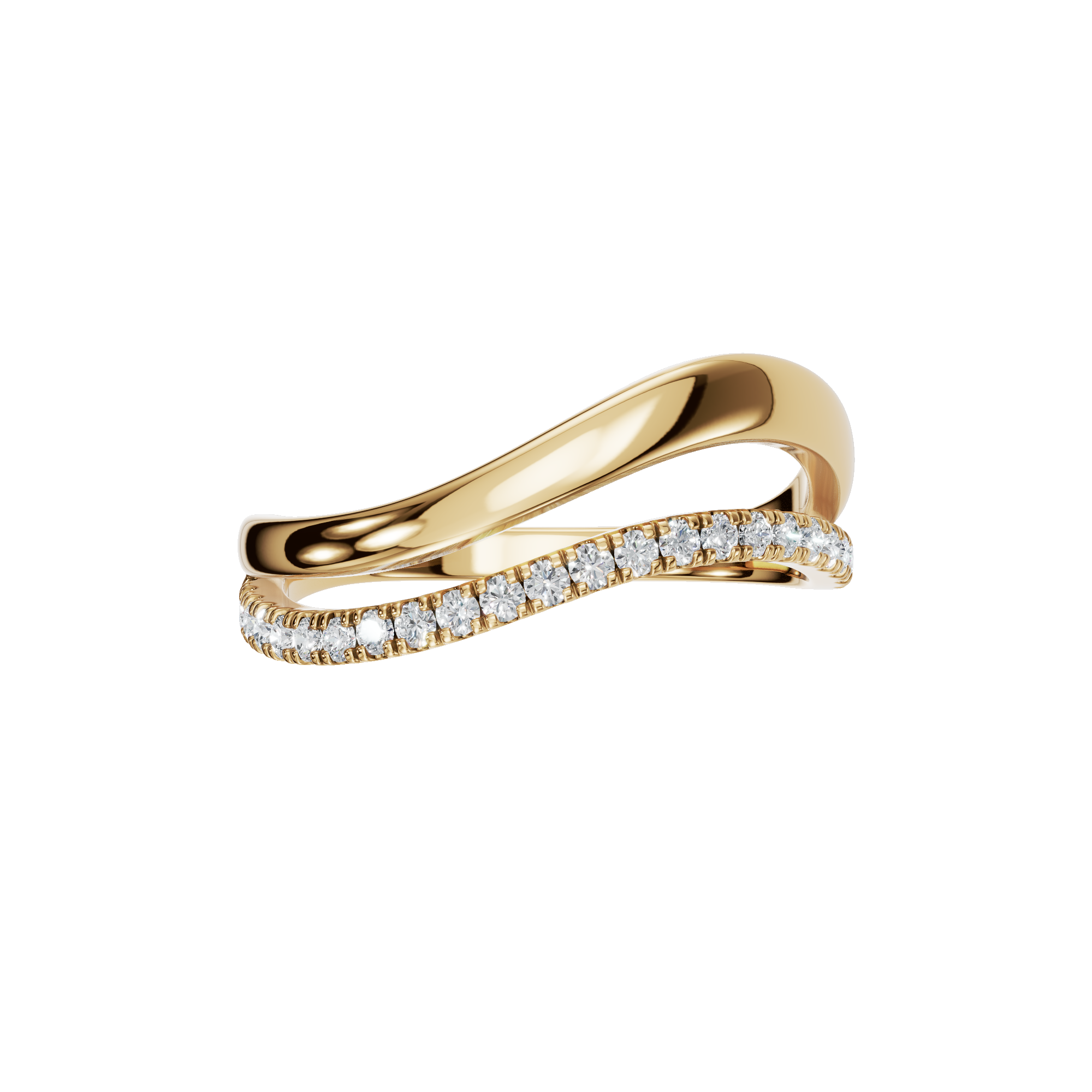 ROUND WAVE PAVE WEDDING BAND