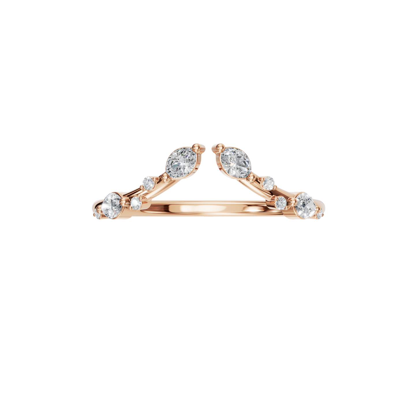 MARQUISE ROUND OPEN WEDDING BAND - M&D Signature Jewels