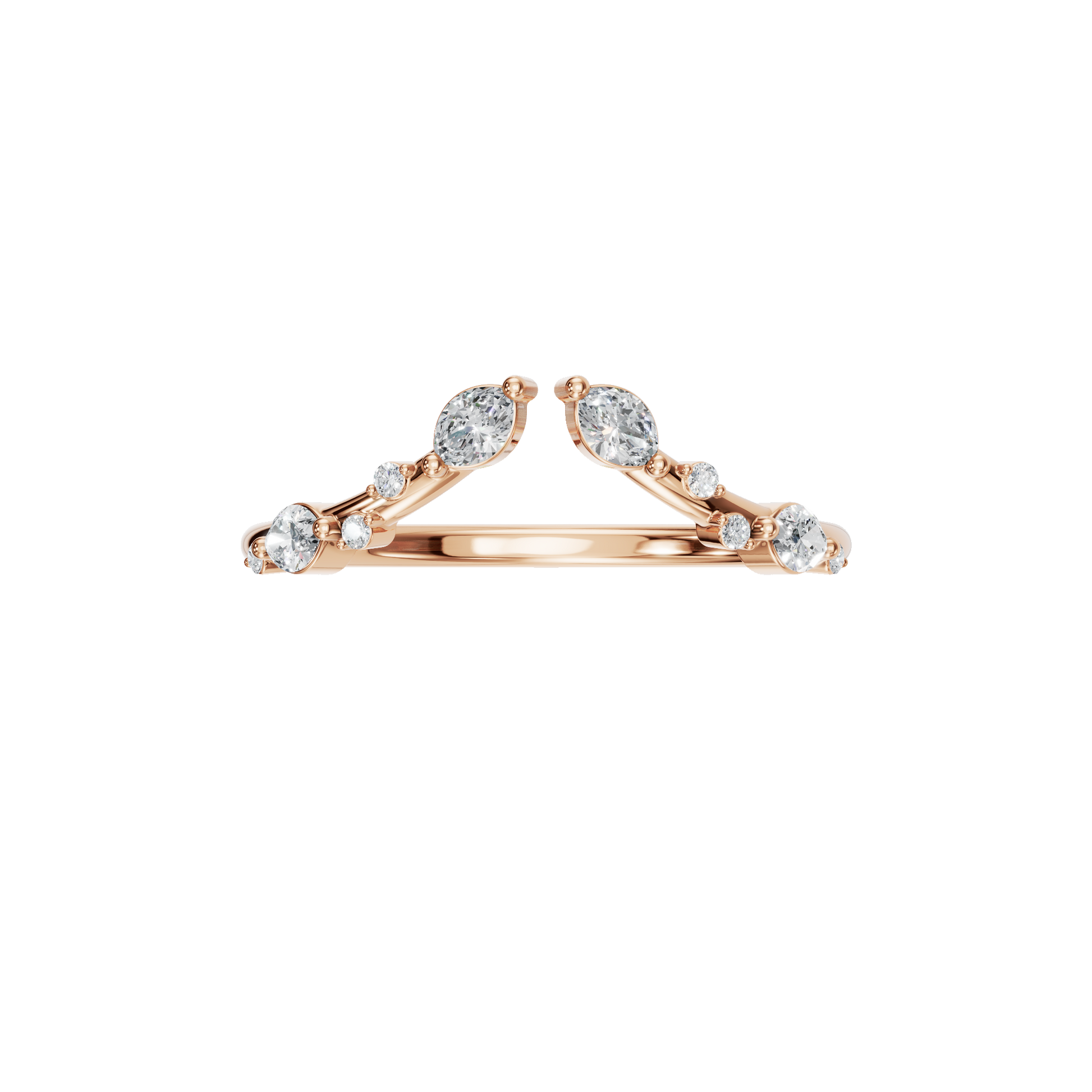 MARQUISE ROUND OPEN WEDDING BAND - M&D Signature Jewels