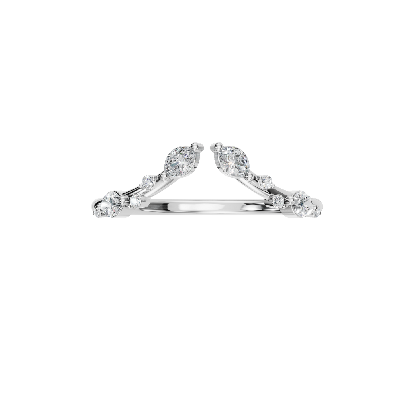 MARQUISE ROUND OPEN WEDDING BAND - M&D Signature Jewels