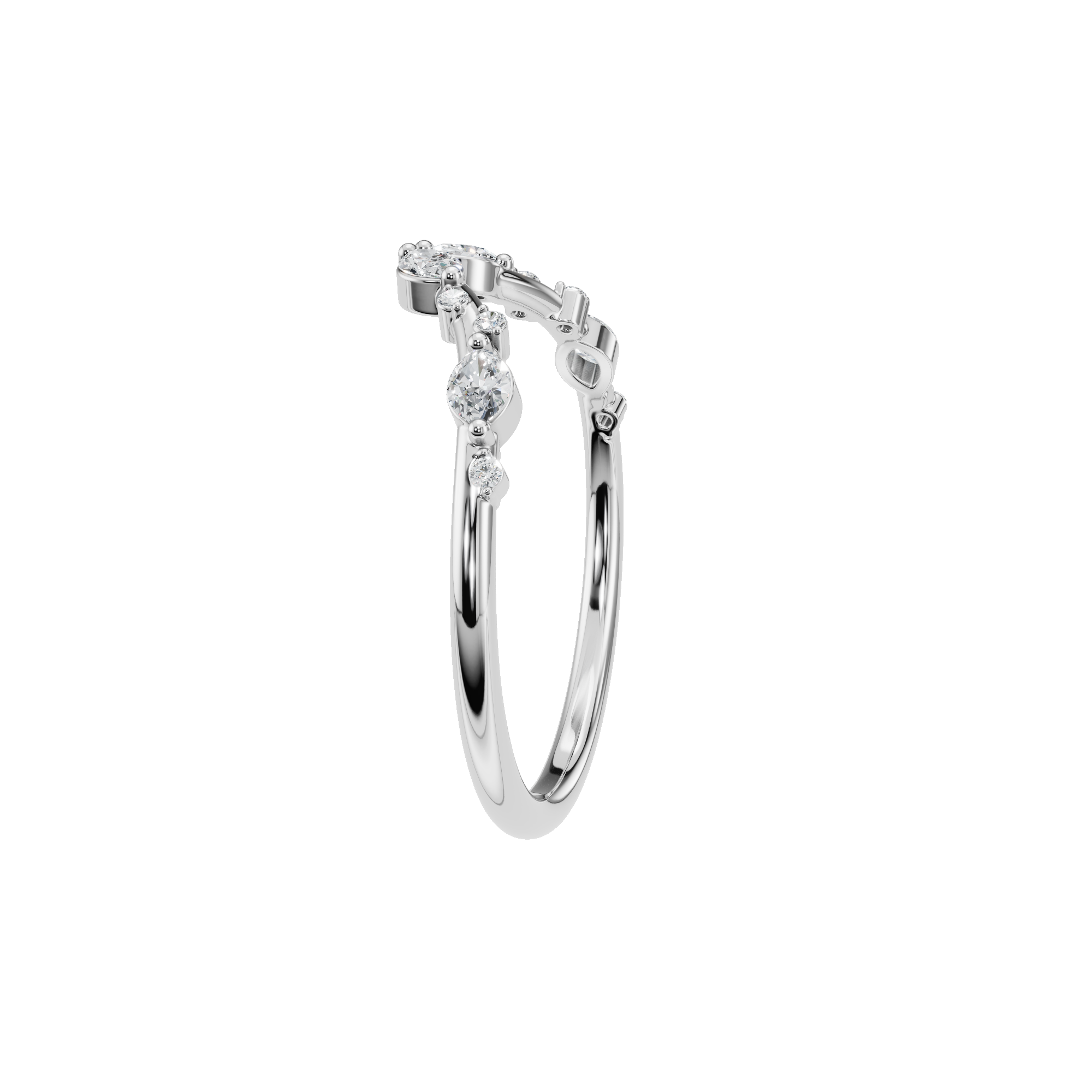 MARQUISE ROUND OPEN WEDDING BAND
