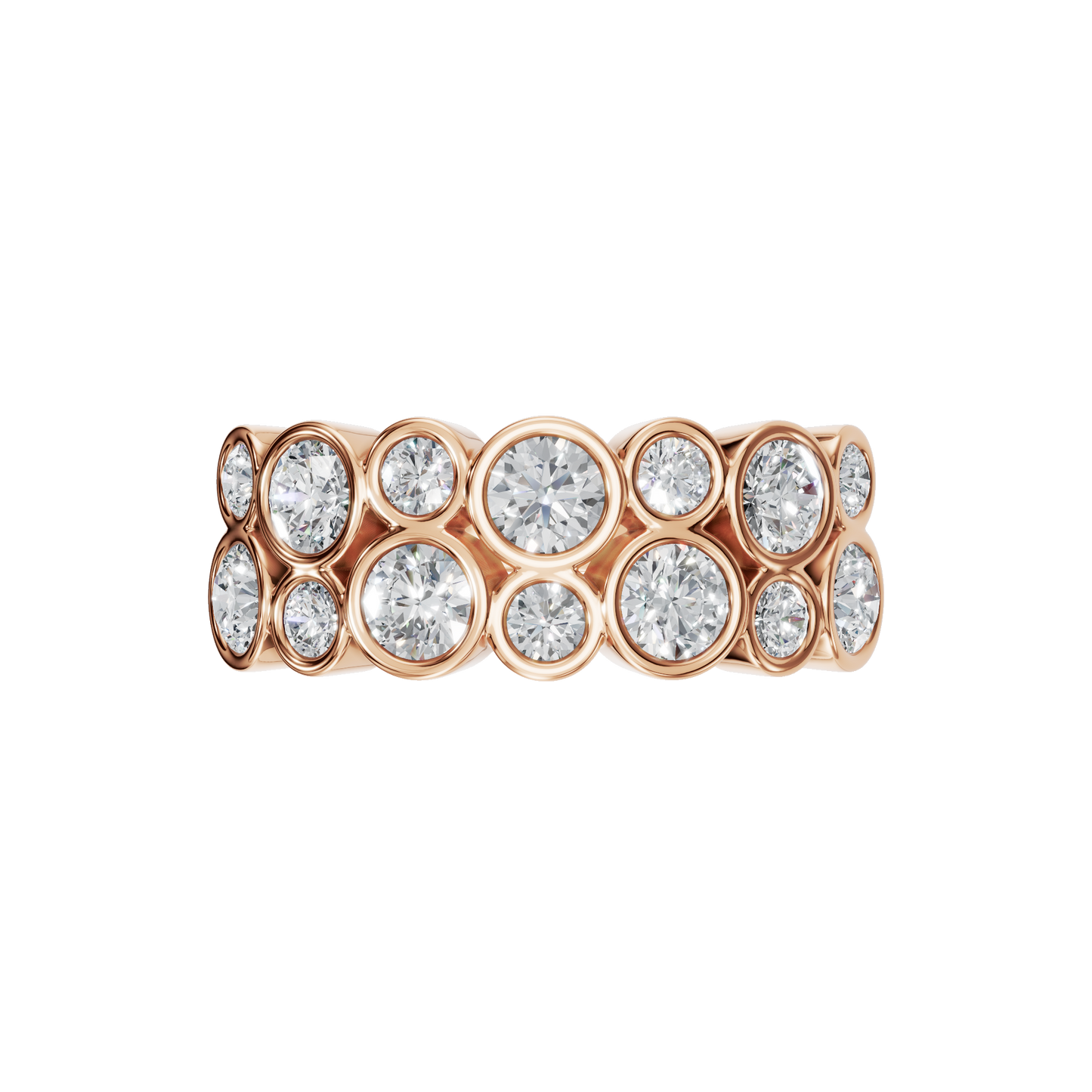 ROUND TWO ROW BEZEL HALF ETERNITY WEDDING RING - M&D Signature Jewels