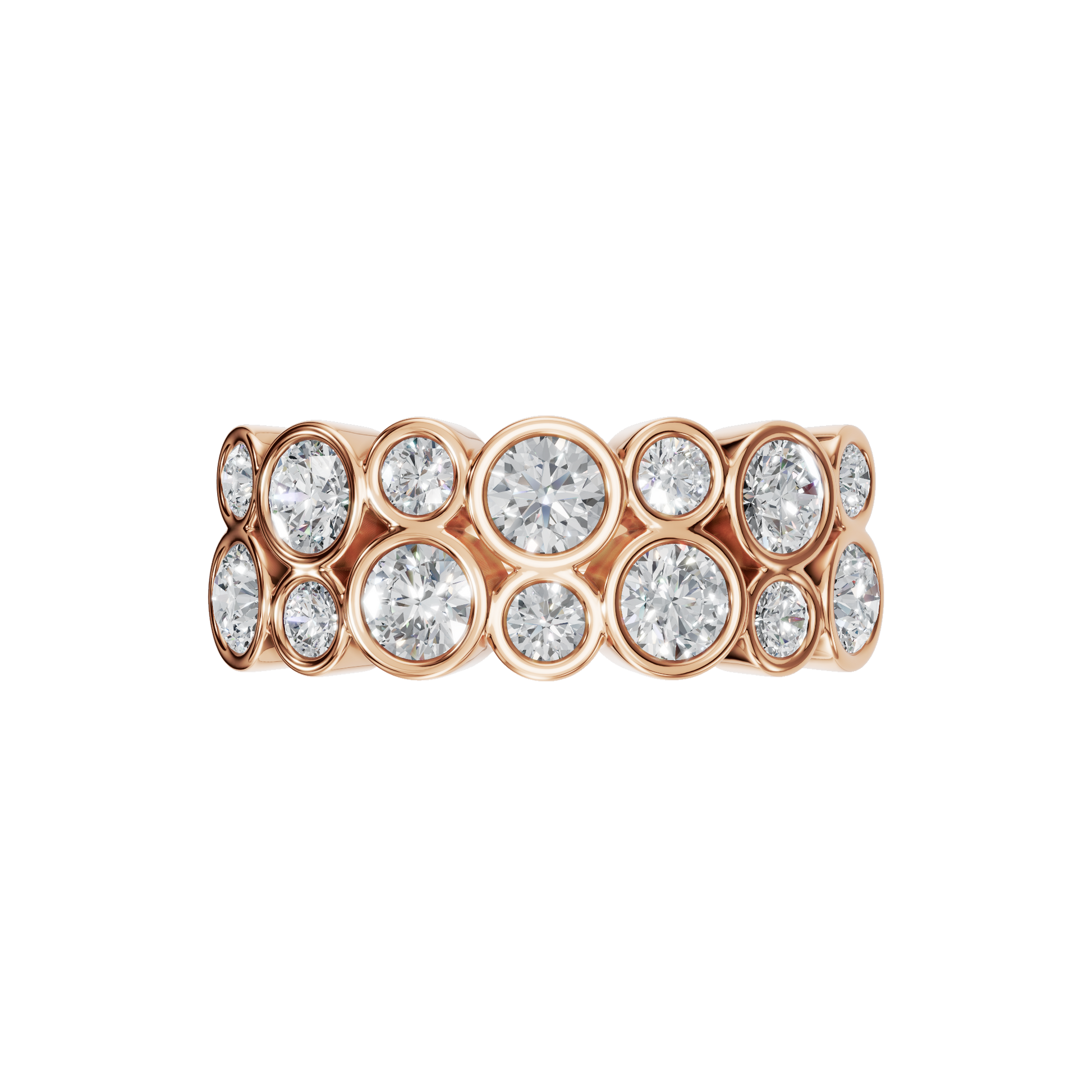 ROUND TWO ROW BEZEL HALF ETERNITY WEDDING RING - M&D Signature Jewels