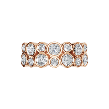 ROUND TWO ROW BEZEL HALF ETERNITY WEDDING RING - M&D Signature Jewels