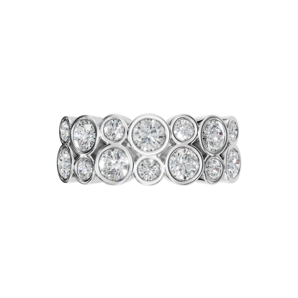 ROUND TWO ROW BEZEL HALF ETERNITY WEDDING RING