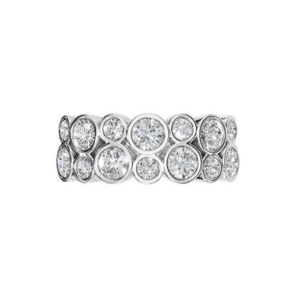ROUND TWO ROW BEZEL HALF ETERNITY WEDDING RING - M&D Signature Jewels