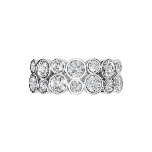 ROUND TWO ROW BEZEL HALF ETERNITY WEDDING RING