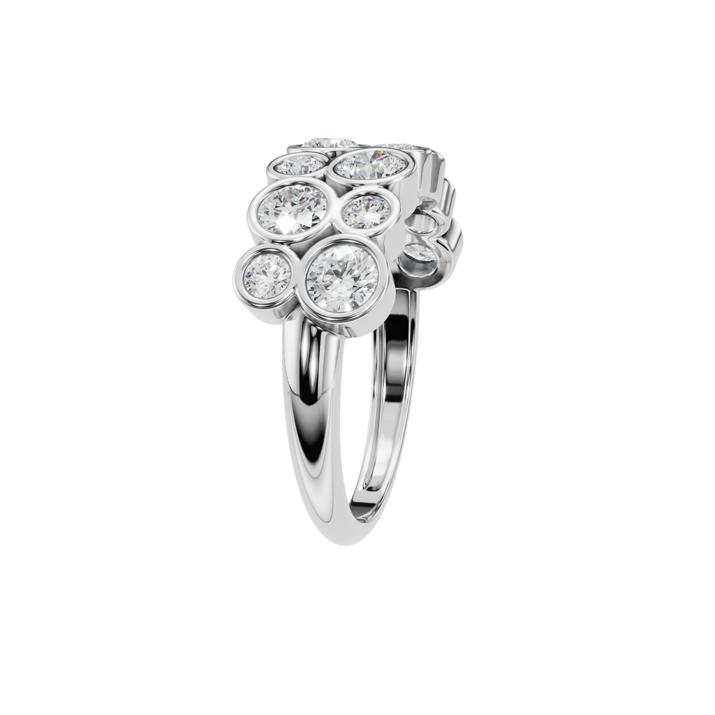ROUND TWO ROW BEZEL HALF ETERNITY WEDDING RING