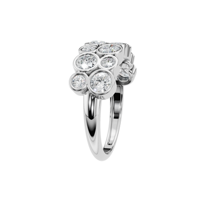 ROUND TWO ROW BEZEL HALF ETERNITY WEDDING RING - M&D Signature Jewels