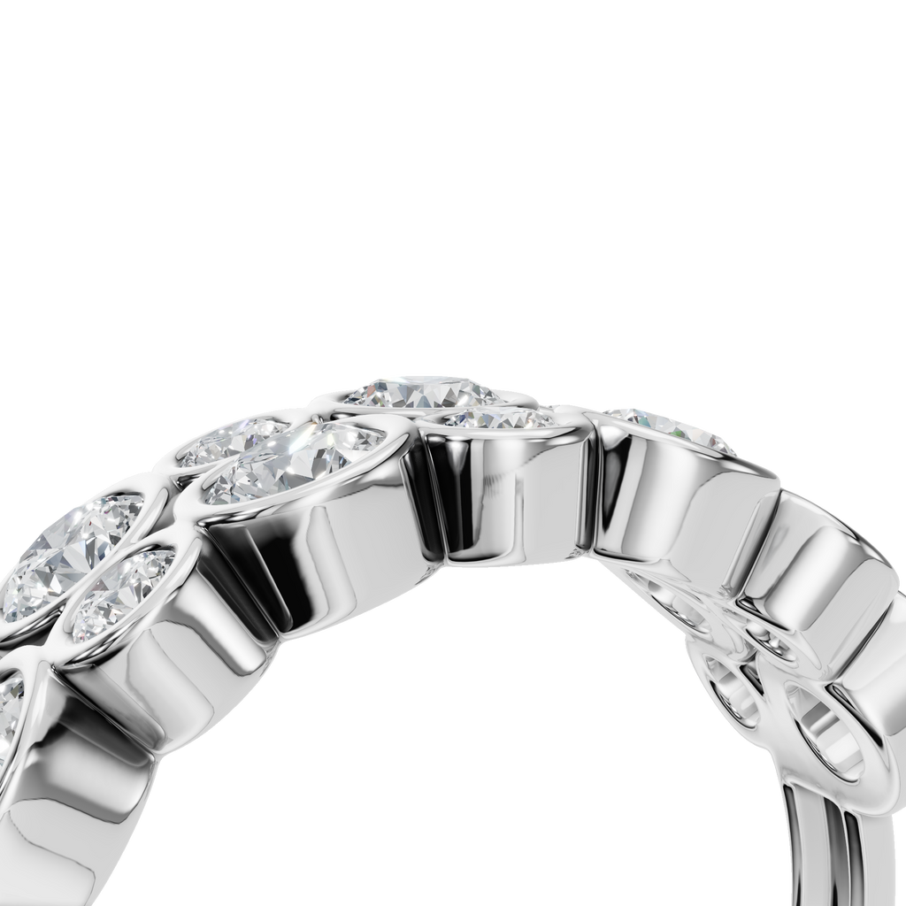 ROUND TWO ROW BEZEL HALF ETERNITY WEDDING RING