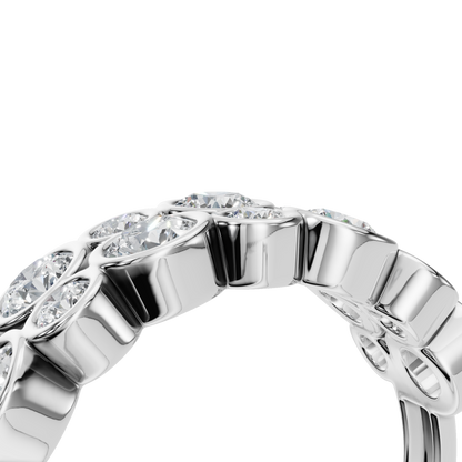 ROUND TWO ROW BEZEL HALF ETERNITY WEDDING RING - M&D Signature Jewels
