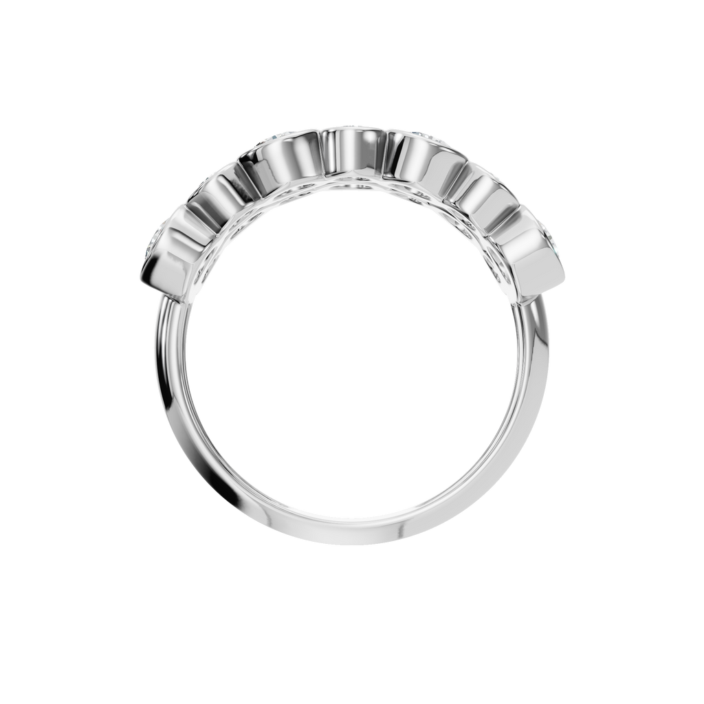 ROUND TWO ROW BEZEL HALF ETERNITY WEDDING RING
