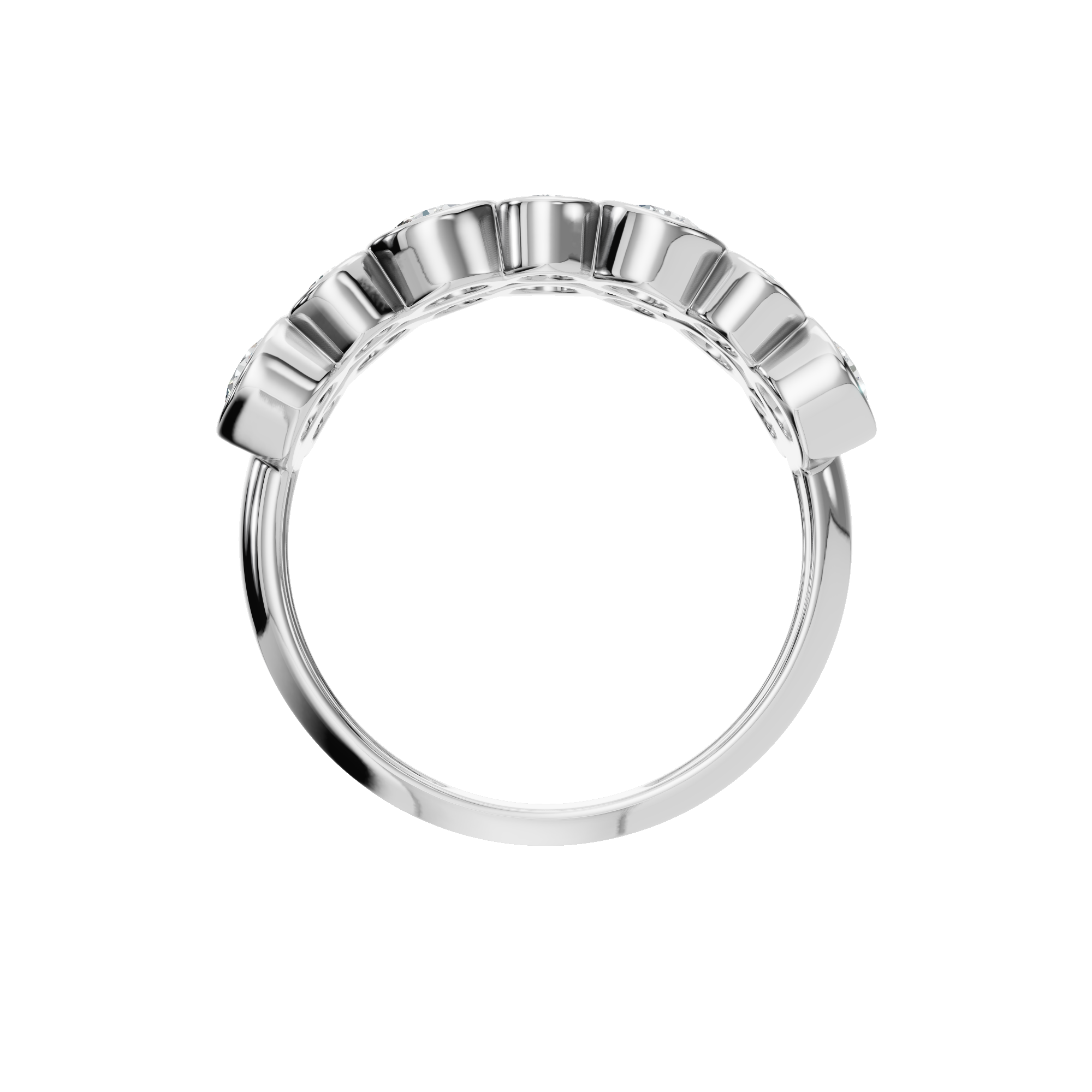 ROUND TWO ROW BEZEL HALF ETERNITY WEDDING RING