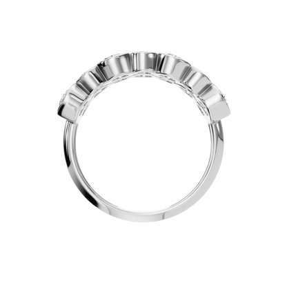 ROUND TWO ROW BEZEL HALF ETERNITY WEDDING RING - M&D Signature Jewels
