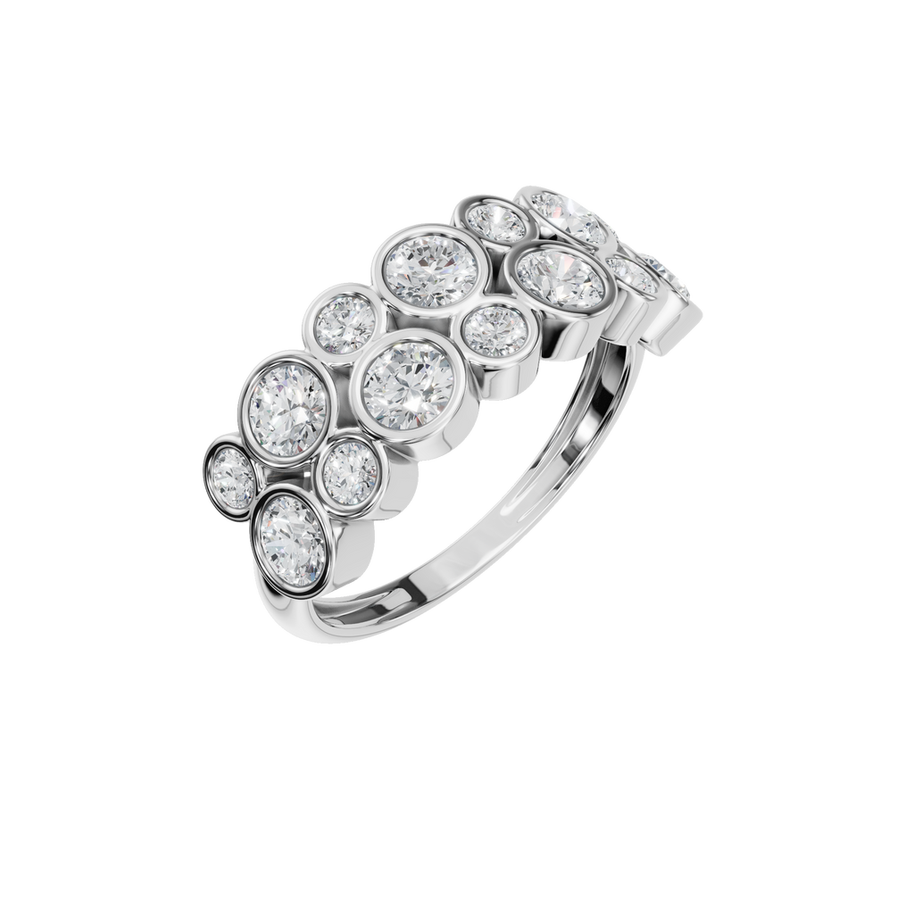ROUND TWO ROW BEZEL HALF ETERNITY WEDDING RING
