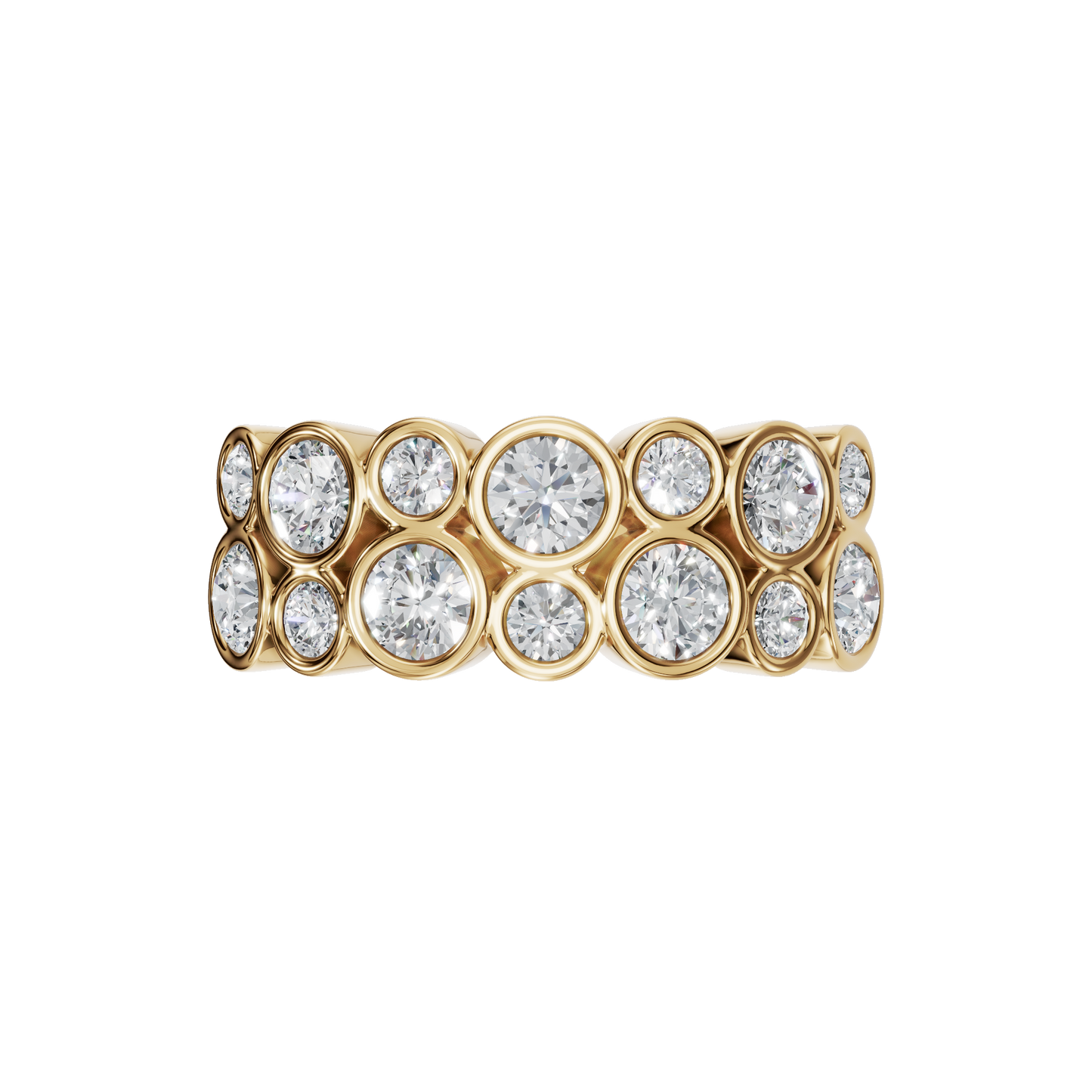 ROUND TWO ROW BEZEL HALF ETERNITY WEDDING RING - M&D Signature Jewels
