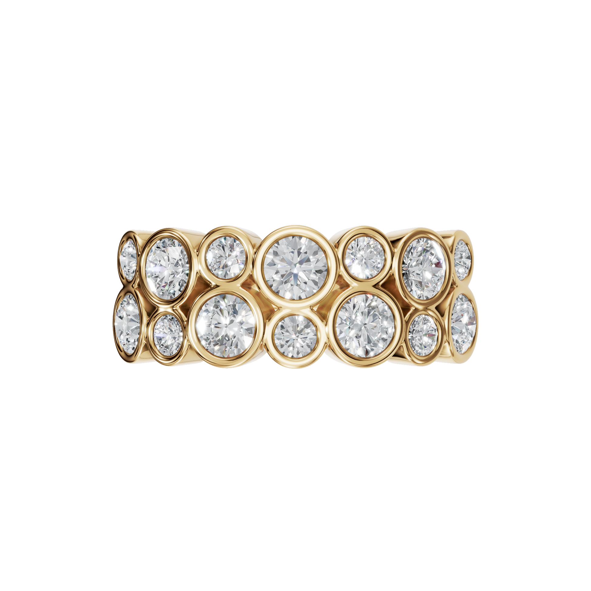 ROUND TWO ROW BEZEL HALF ETERNITY WEDDING RING - M&D Signature Jewels