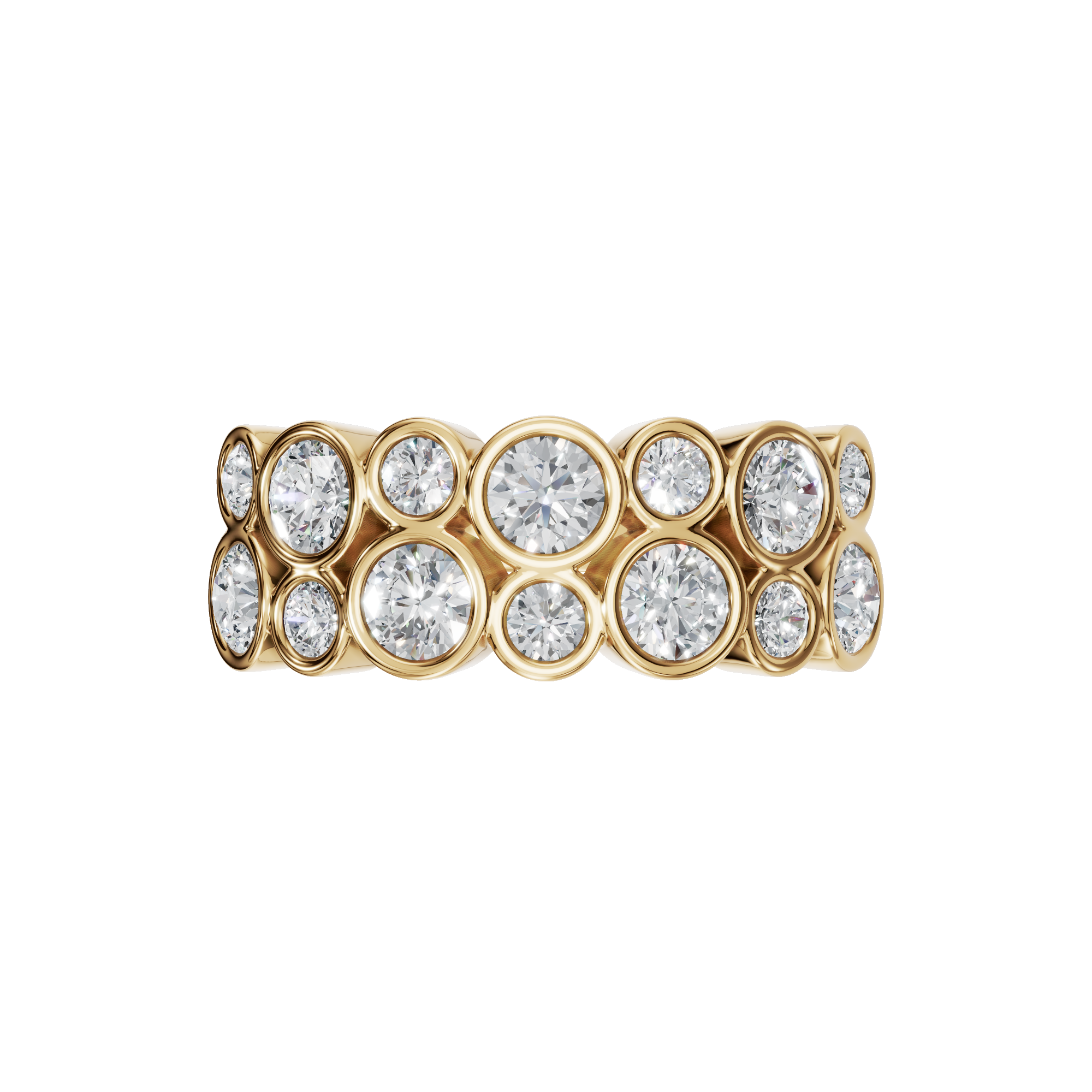 ROUND TWO ROW BEZEL HALF ETERNITY WEDDING RING