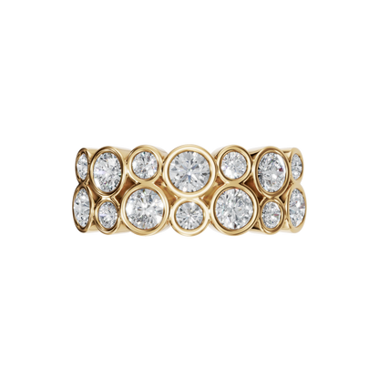 ROUND TWO ROW BEZEL HALF ETERNITY WEDDING RING - M&D Signature Jewels