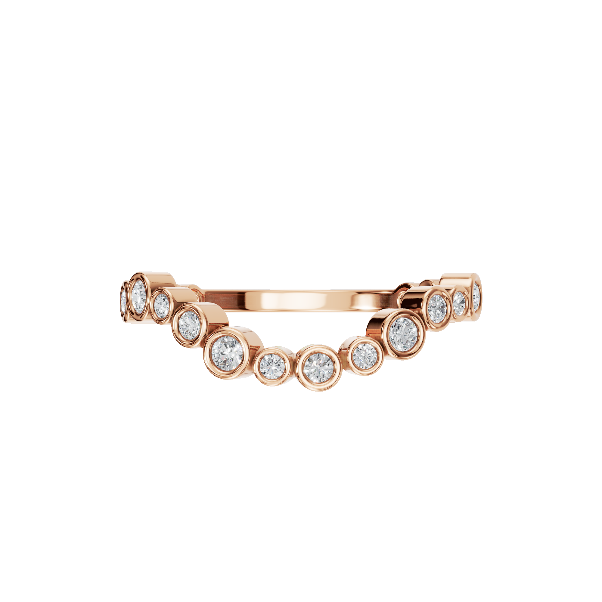 ROUND WAVE BEZEL WEDDING BAND