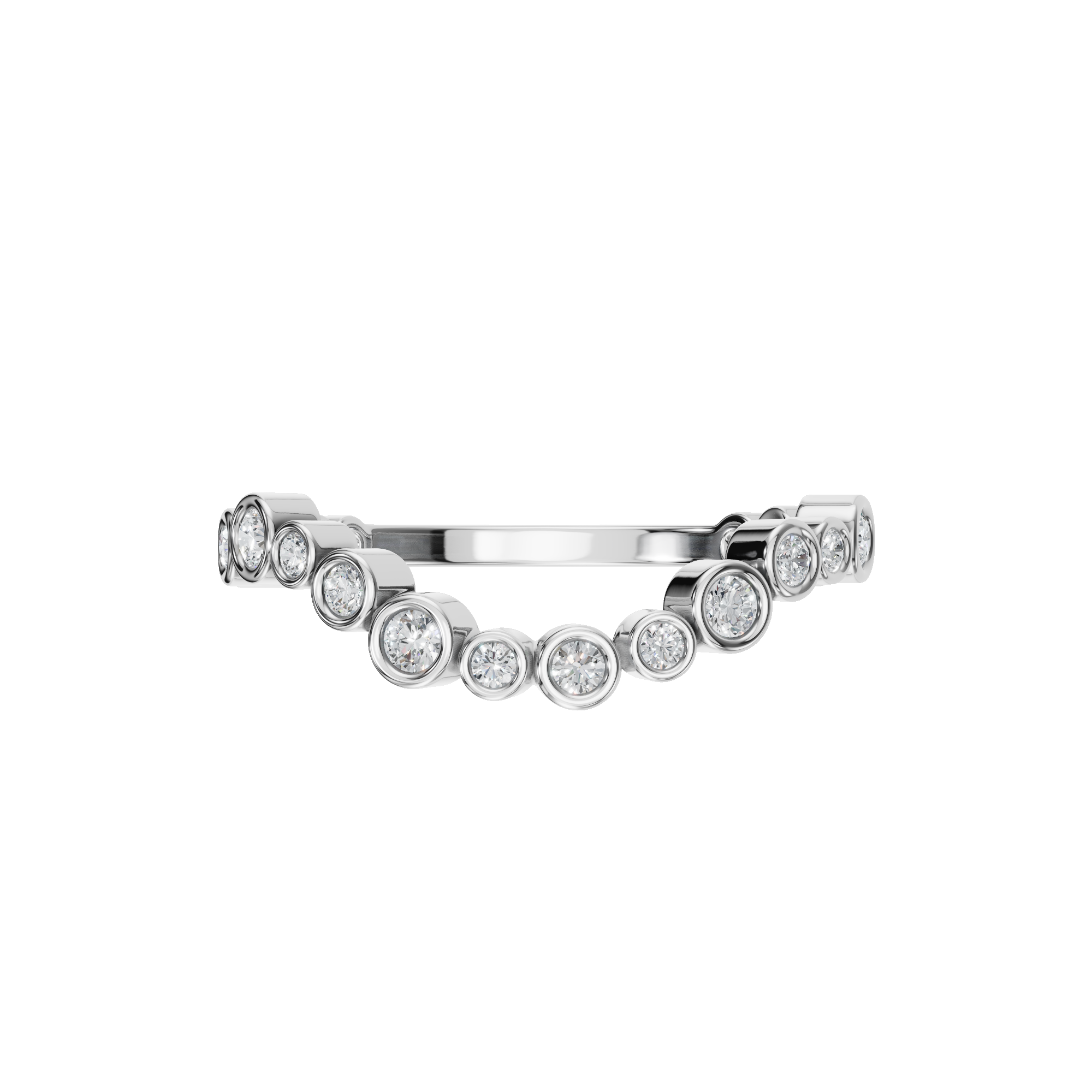 ROUND WAVE BEZEL WEDDING BAND