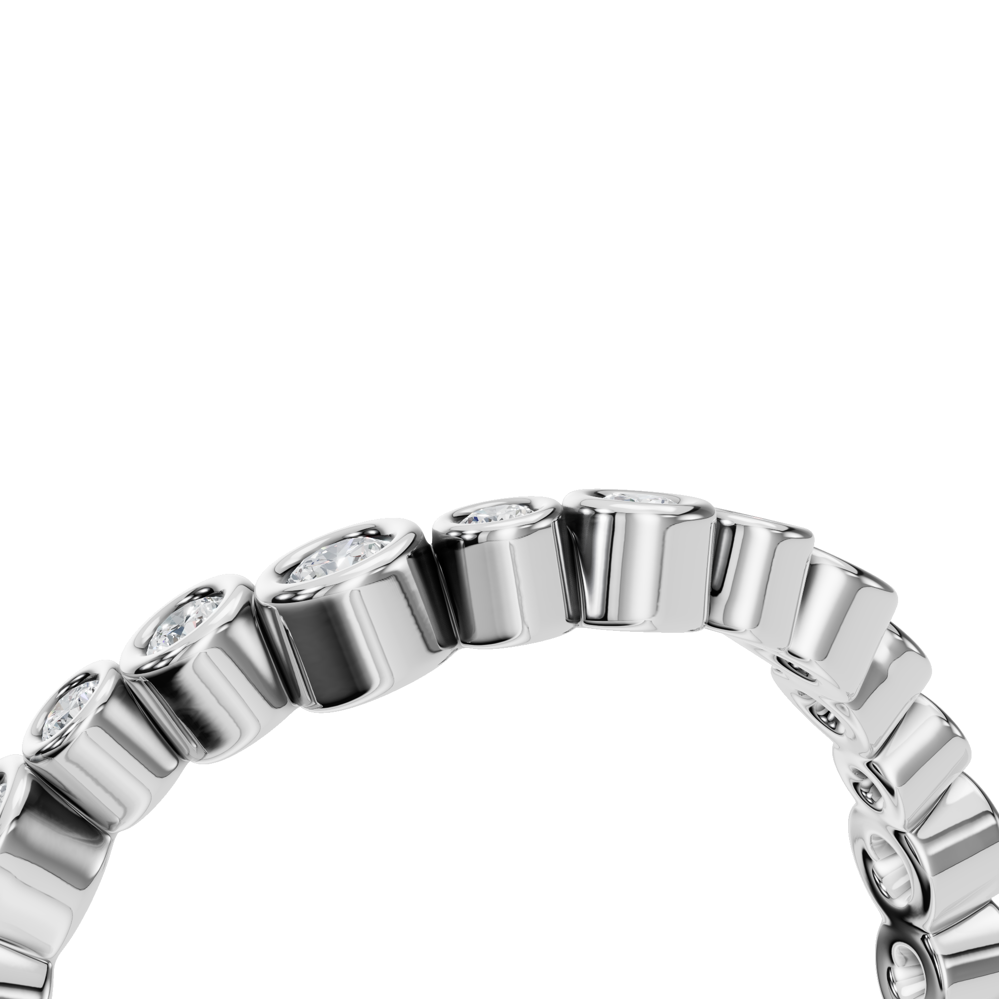 ROUND WAVE BEZEL WEDDING BAND