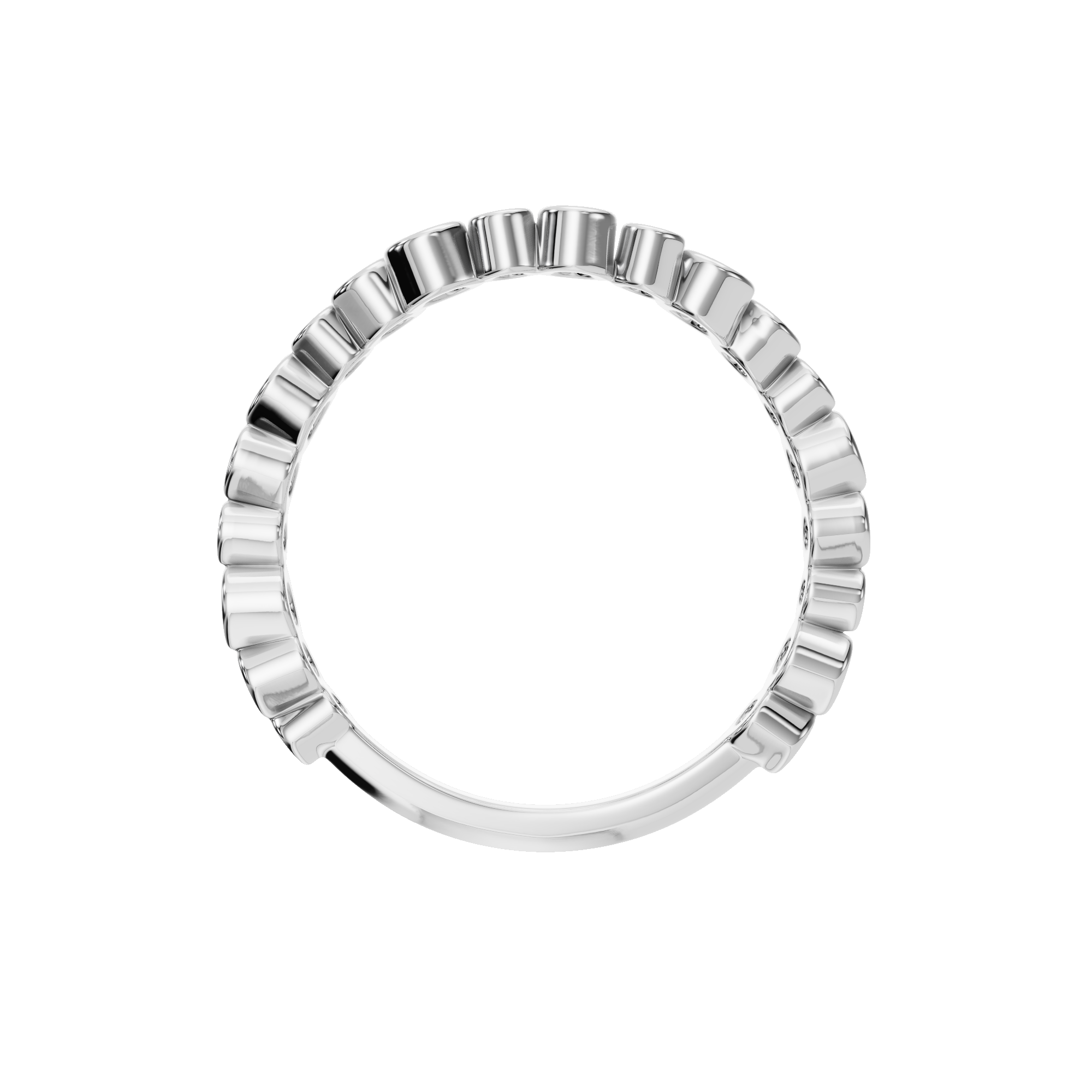 ROUND WAVE BEZEL WEDDING BAND