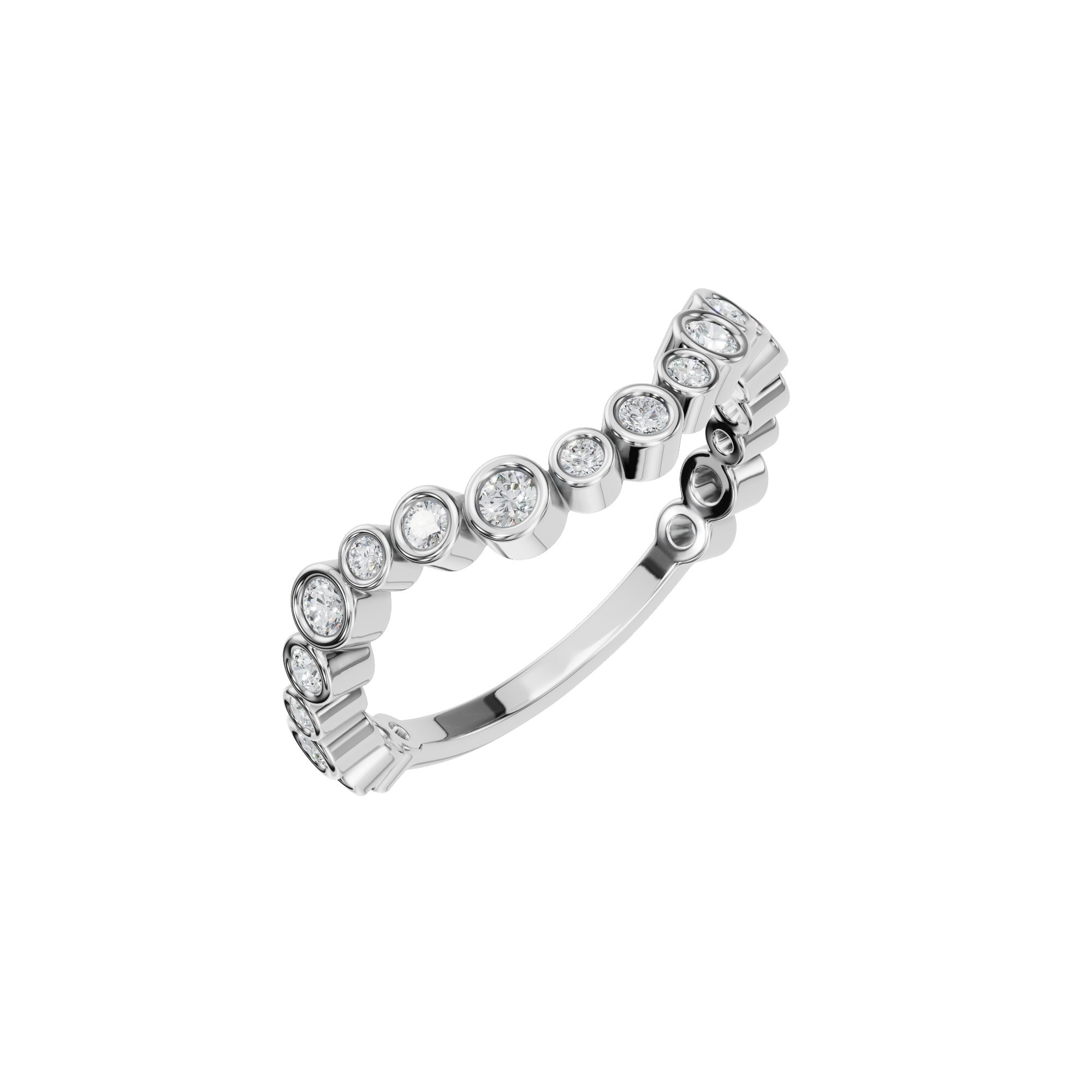 ROUND WAVE BEZEL WEDDING BAND