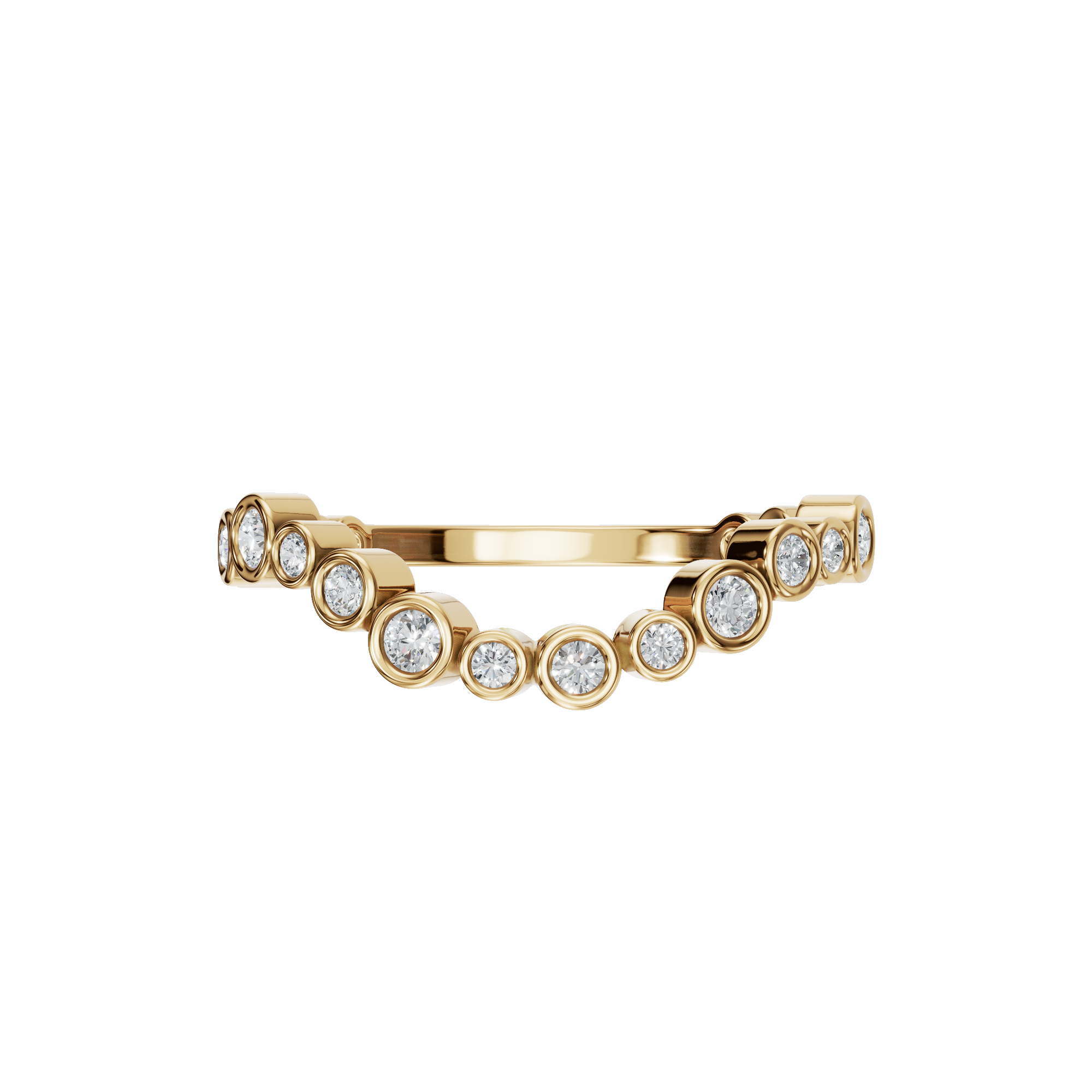 ROUND WAVE BEZEL WEDDING BAND