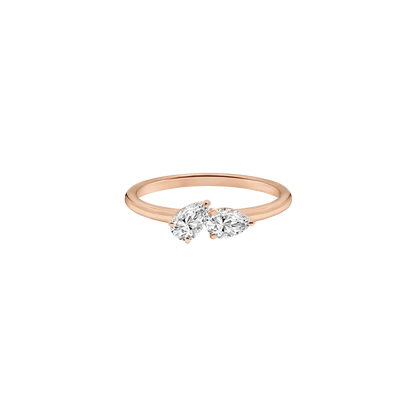 TWO PEAR LAB DIAMOND CURVED WEDDING BAND