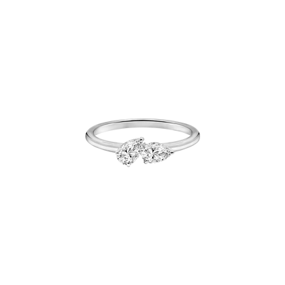 TWO PEAR LAB DIAMOND CURVED WEDDING BAND