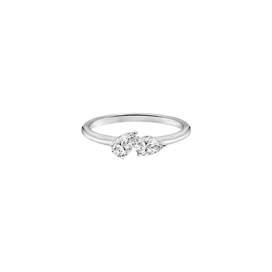 TWO PEAR LAB DIAMOND CURVED WEDDING BAND