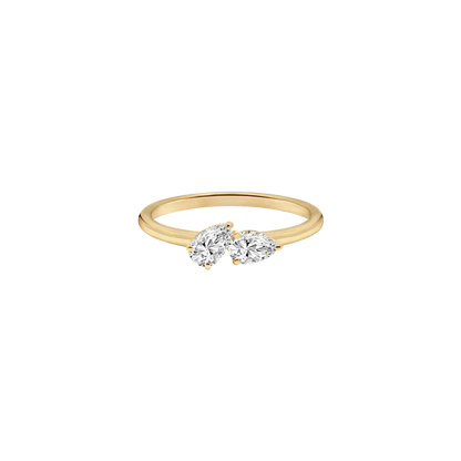 TWO PEAR LAB DIAMOND CURVED WEDDING BAND