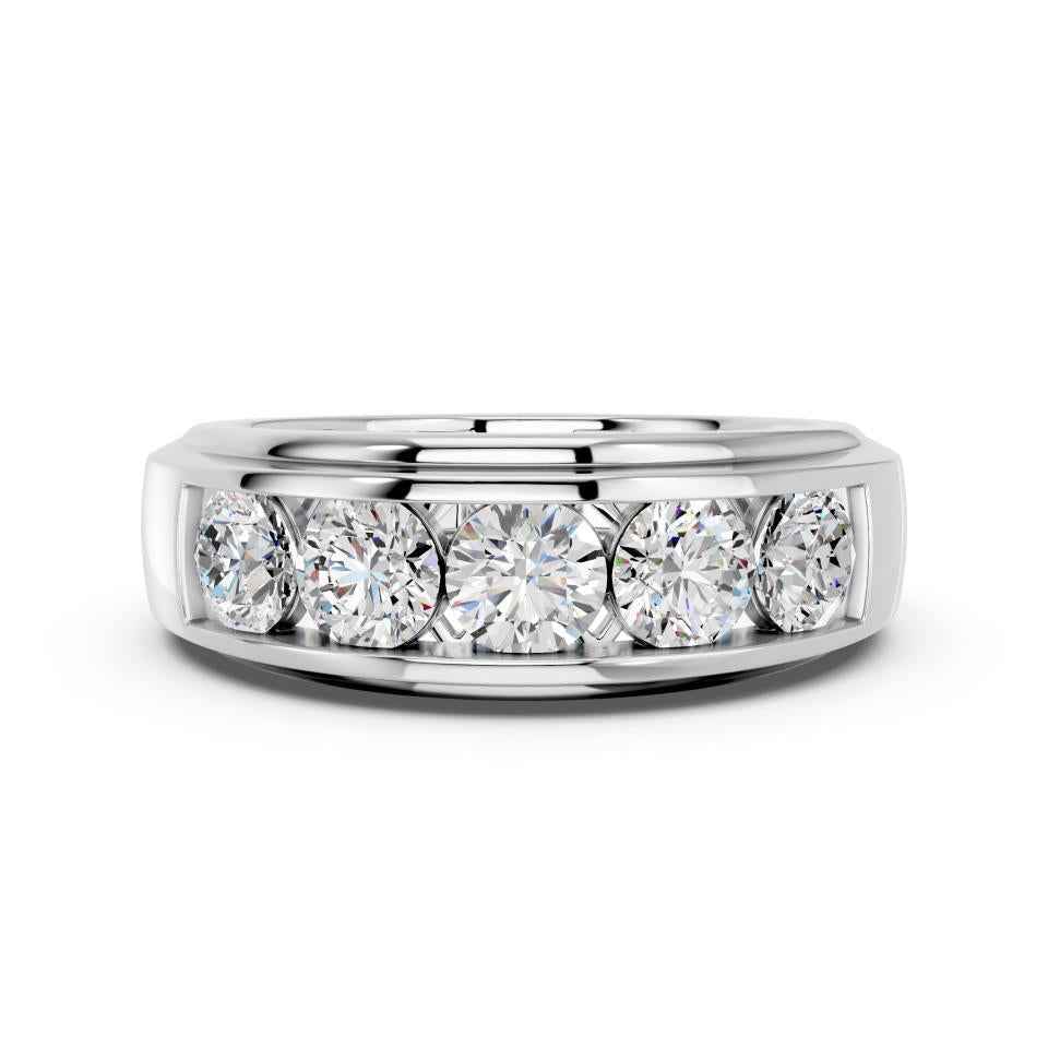 5 STONE ROUND MENS RING