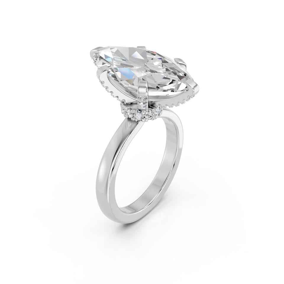 MARQUISE RING WITH FANCY COLLAR HIDDEN HALO