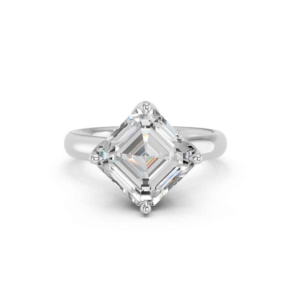 ASSCHER KITE SETTING WITH TULIP PRONG AND HIDDEN HALO RING