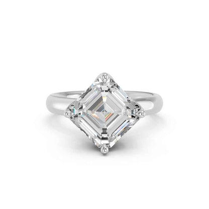 ASSCHER KITE SETTING WITH TULIP PRONG AND HIDDEN HALO RING
