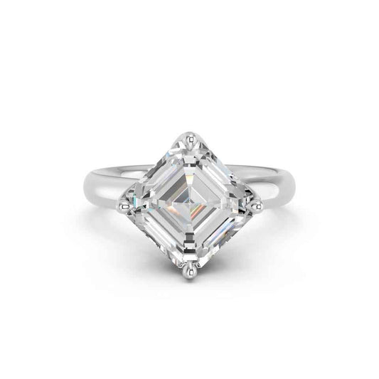 ASSCHER KITE SETTING WITH TULIP PRONG AND HIDDEN HALO RING