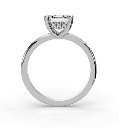 Asscher Cut Solitaire with Hidden halo Lab Grown Diamond Engagement Ring| D VS1