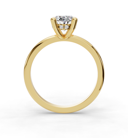 Oval Cut Solitaire with Hidden halo Lab Grown Diamond Engagement Ring| D VS1