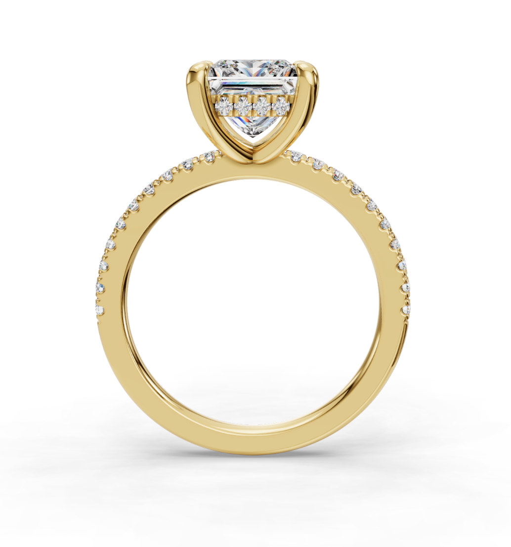 PRINCESS PAVE WITH HIDDEN HALO RING