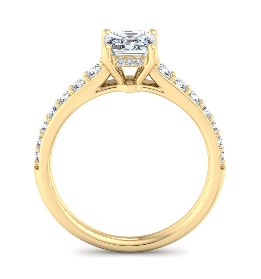 ASSCHER PAVE WITH HIDDEN HALO RING