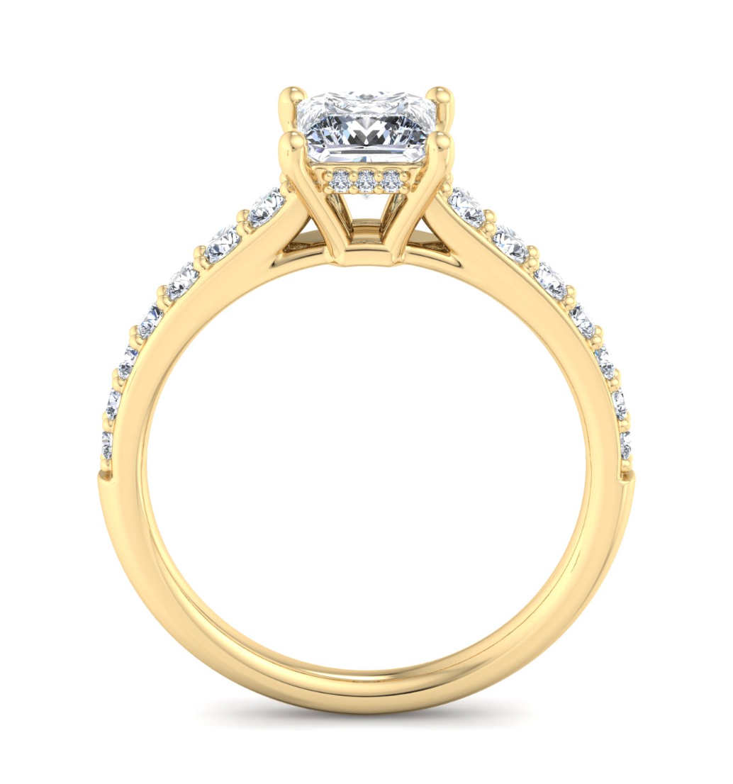 PRINCESS PAVE WITH HIDDEN HALO RING