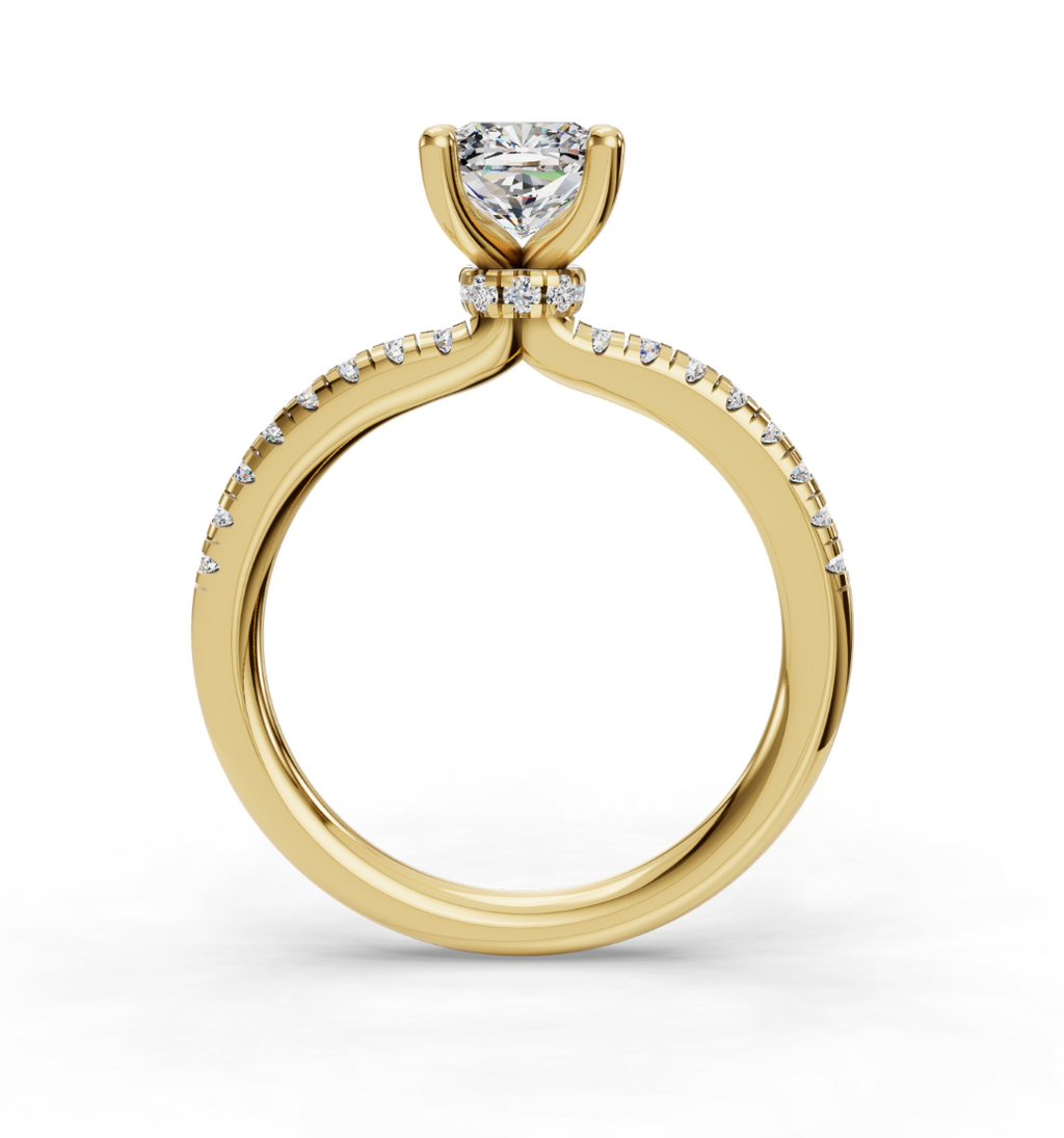 CUSHION ACCENTED PAVE HIDDEN HALO RING