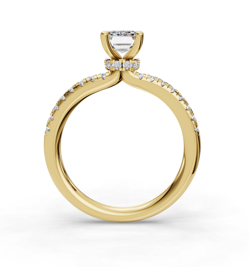 EMERALD ACCENTED PAVE HIDDEN HALO RING