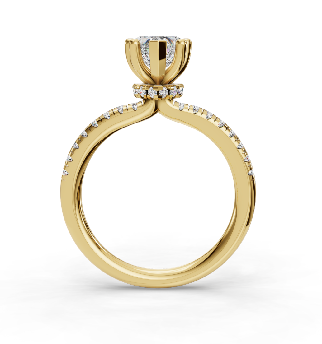 HEART ACCENTED PAVE HIDDEN HALO RING